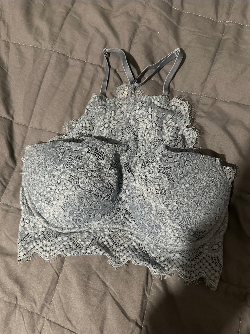 PINK Victoria's Secret grey lace push-up/pigeonnant